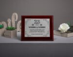 Ejemplo de placa conmemorativa para bodas de plata y 25 aniversario