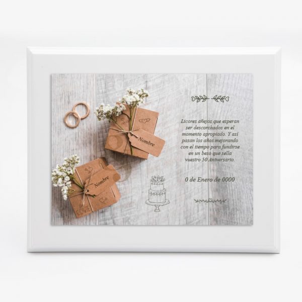 Diseño de placa conmemorativa para bodas de oro