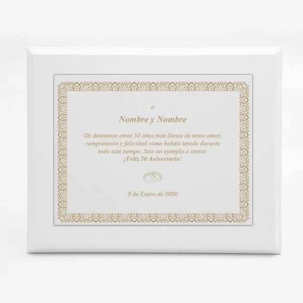 Diseño de placa conmemorativa para bodas de oro