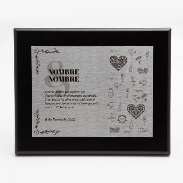Diseño de placa conmemorativa para bodas de oro
