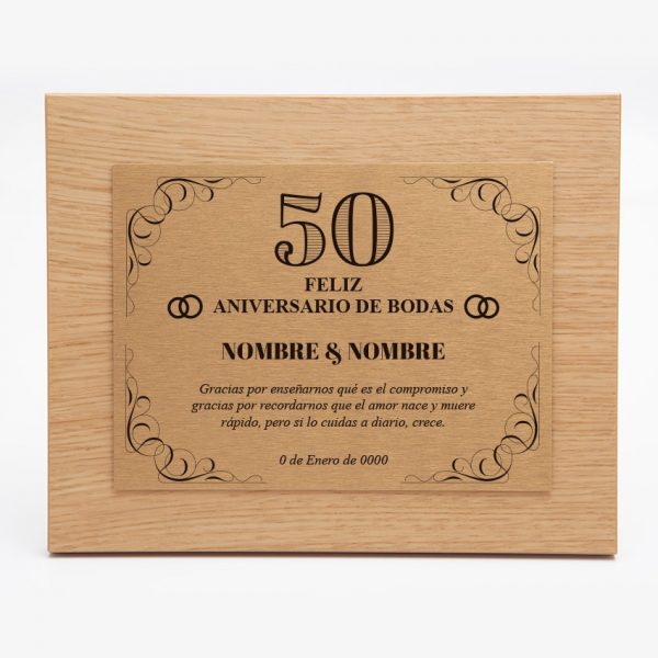 Diseño de placa conmemorativa para bodas de oro