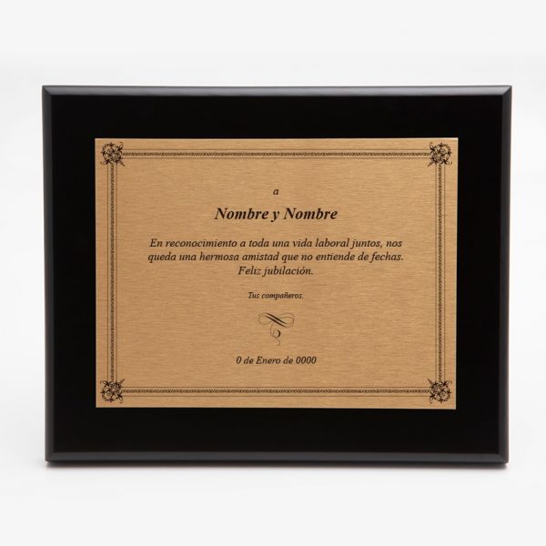 Diseño de placa conmemorativa para jubilación